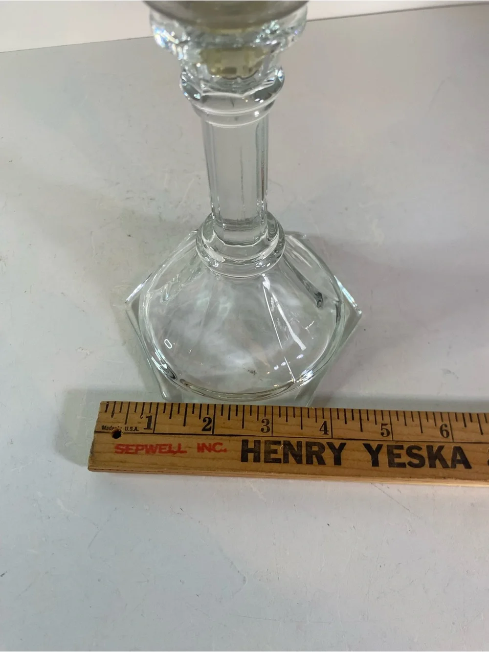 Vintage 2 Piece Clear Glass Etched Floral Votive Cup Candle Holder 12” Height